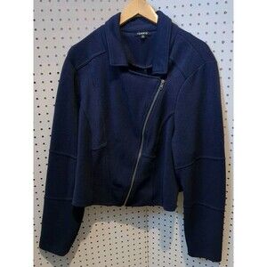 Torrid Coat 3X Knit Moto Peacoat Navy Jacket Zip